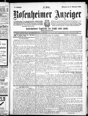 Rosenheimer Anzeiger Mittwoch 15. September 1909