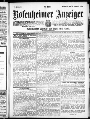 Rosenheimer Anzeiger Donnerstag 16. September 1909