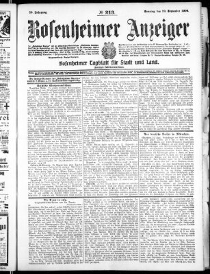 Rosenheimer Anzeiger Sonntag 19. September 1909