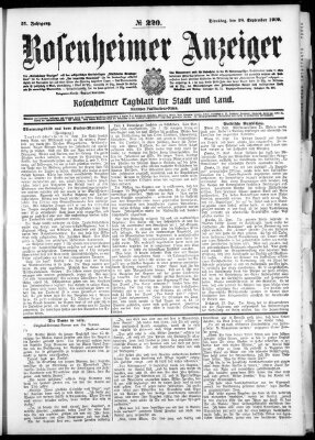 Rosenheimer Anzeiger Dienstag 28. September 1909