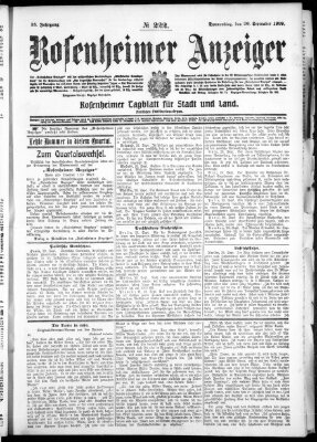 Rosenheimer Anzeiger Donnerstag 30. September 1909