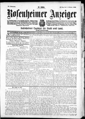 Rosenheimer Anzeiger Freitag 1. Oktober 1909