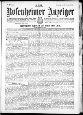 Rosenheimer Anzeiger Samstag 2. Oktober 1909