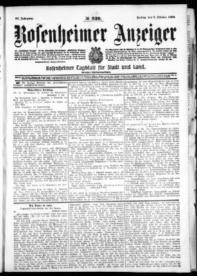 Rosenheimer Anzeiger Freitag 8. Oktober 1909