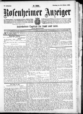 Rosenheimer Anzeiger Dienstag 12. Oktober 1909