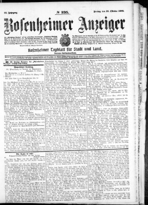 Rosenheimer Anzeiger Freitag 15. Oktober 1909