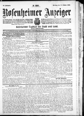 Rosenheimer Anzeiger Sonntag 17. Oktober 1909