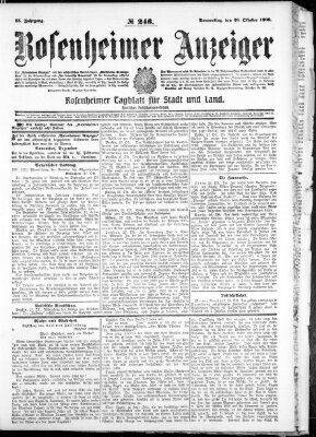 Rosenheimer Anzeiger Donnerstag 28. Oktober 1909