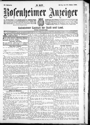 Rosenheimer Anzeiger Freitag 29. Oktober 1909