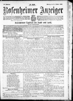 Rosenheimer Anzeiger Sonntag 31. Oktober 1909