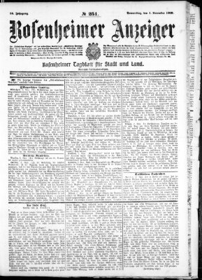 Rosenheimer Anzeiger Donnerstag 4. November 1909