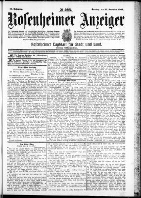 Rosenheimer Anzeiger Samstag 20. November 1909