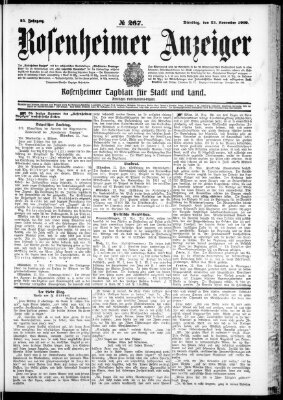 Rosenheimer Anzeiger Dienstag 23. November 1909