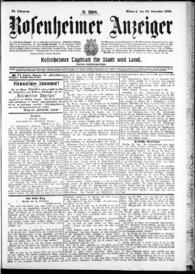 Rosenheimer Anzeiger Mittwoch 24. November 1909