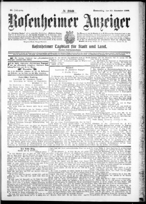 Rosenheimer Anzeiger Donnerstag 25. November 1909