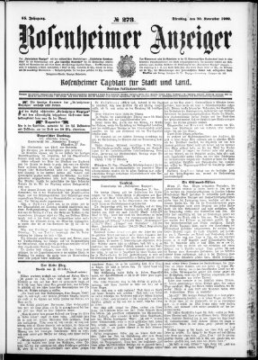 Rosenheimer Anzeiger Dienstag 30. November 1909