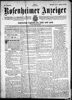 Rosenheimer Anzeiger Samstag 1. Januar 1910