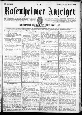 Rosenheimer Anzeiger Samstag 15. Januar 1910