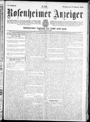 Rosenheimer Anzeiger Dienstag 18. Januar 1910