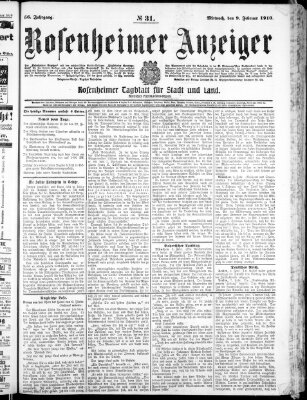 Rosenheimer Anzeiger Mittwoch 9. Februar 1910