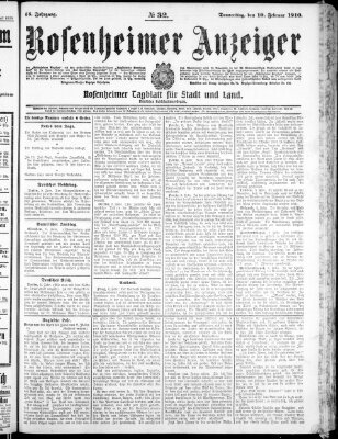 Rosenheimer Anzeiger Donnerstag 10. Februar 1910