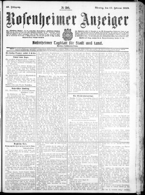 Rosenheimer Anzeiger Dienstag 15. Februar 1910