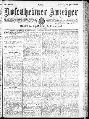 Rosenheimer Anzeiger Mittwoch 16. Februar 1910