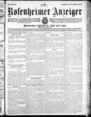 Rosenheimer Anzeiger Samstag 19. Februar 1910