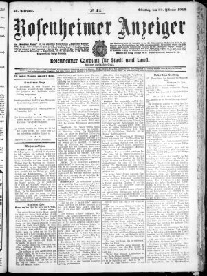 Rosenheimer Anzeiger Dienstag 22. Februar 1910