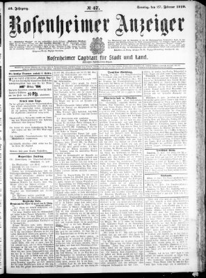 Rosenheimer Anzeiger Sonntag 27. Februar 1910