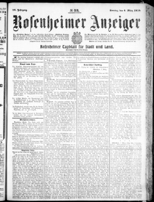 Rosenheimer Anzeiger Sonntag 6. März 1910