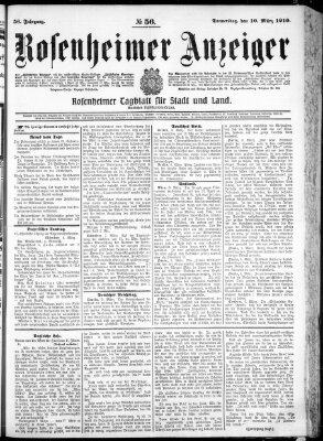 Rosenheimer Anzeiger Donnerstag 10. März 1910