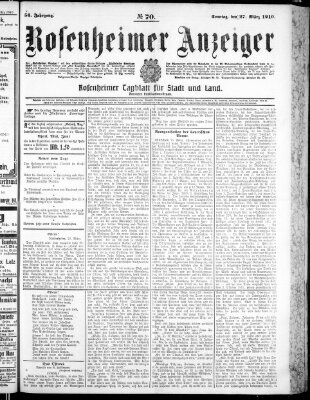 Rosenheimer Anzeiger Sonntag 27. März 1910