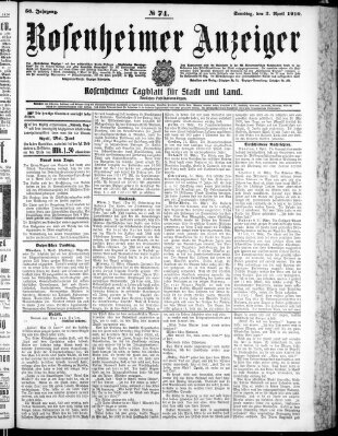 Rosenheimer Anzeiger Samstag 2. April 1910