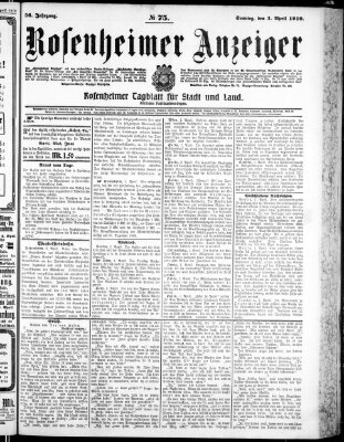 Rosenheimer Anzeiger Sonntag 3. April 1910