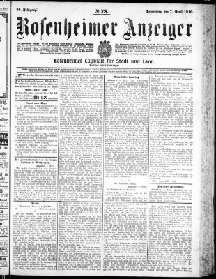 Rosenheimer Anzeiger Donnerstag 7. April 1910