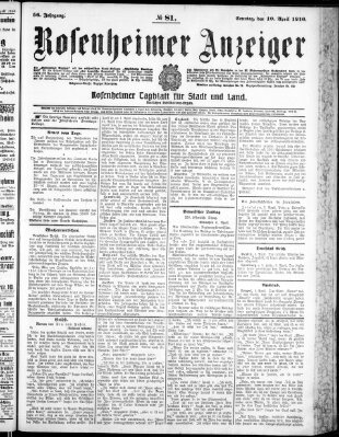 Rosenheimer Anzeiger Sonntag 10. April 1910