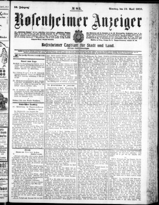 Rosenheimer Anzeiger Dienstag 12. April 1910