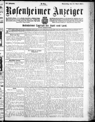 Rosenheimer Anzeiger Donnerstag 14. April 1910