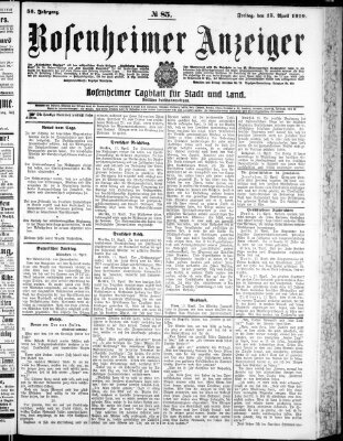 Rosenheimer Anzeiger Freitag 15. April 1910