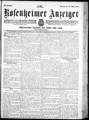 Rosenheimer Anzeiger Sonntag 17. April 1910