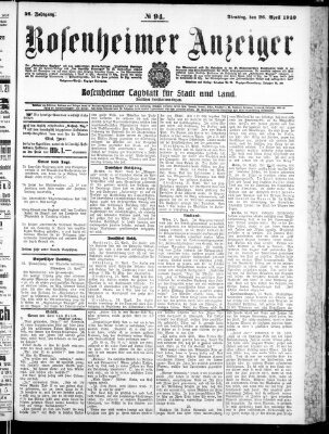 Rosenheimer Anzeiger Dienstag 26. April 1910