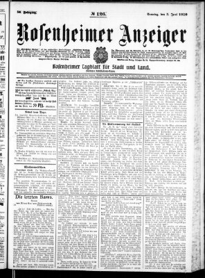 Rosenheimer Anzeiger Sonntag 5. Juni 1910