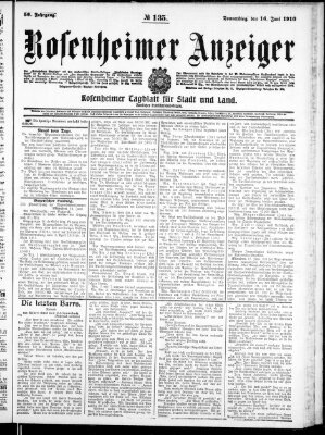 Rosenheimer Anzeiger Donnerstag 16. Juni 1910