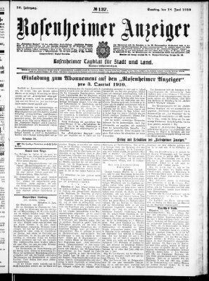 Rosenheimer Anzeiger Samstag 18. Juni 1910