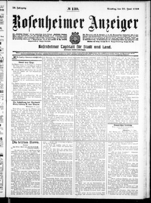 Rosenheimer Anzeiger Dienstag 21. Juni 1910