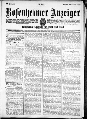 Rosenheimer Anzeiger Samstag 2. Juli 1910