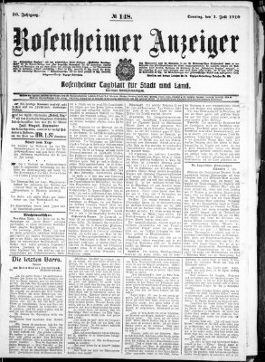 Rosenheimer Anzeiger Sonntag 3. Juli 1910