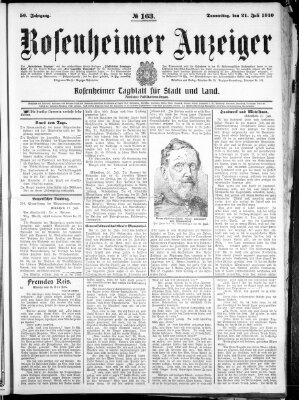 Rosenheimer Anzeiger Donnerstag 21. Juli 1910