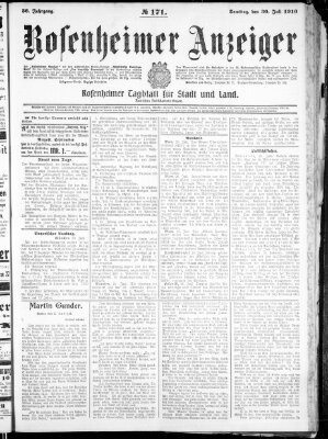 Rosenheimer Anzeiger Samstag 30. Juli 1910